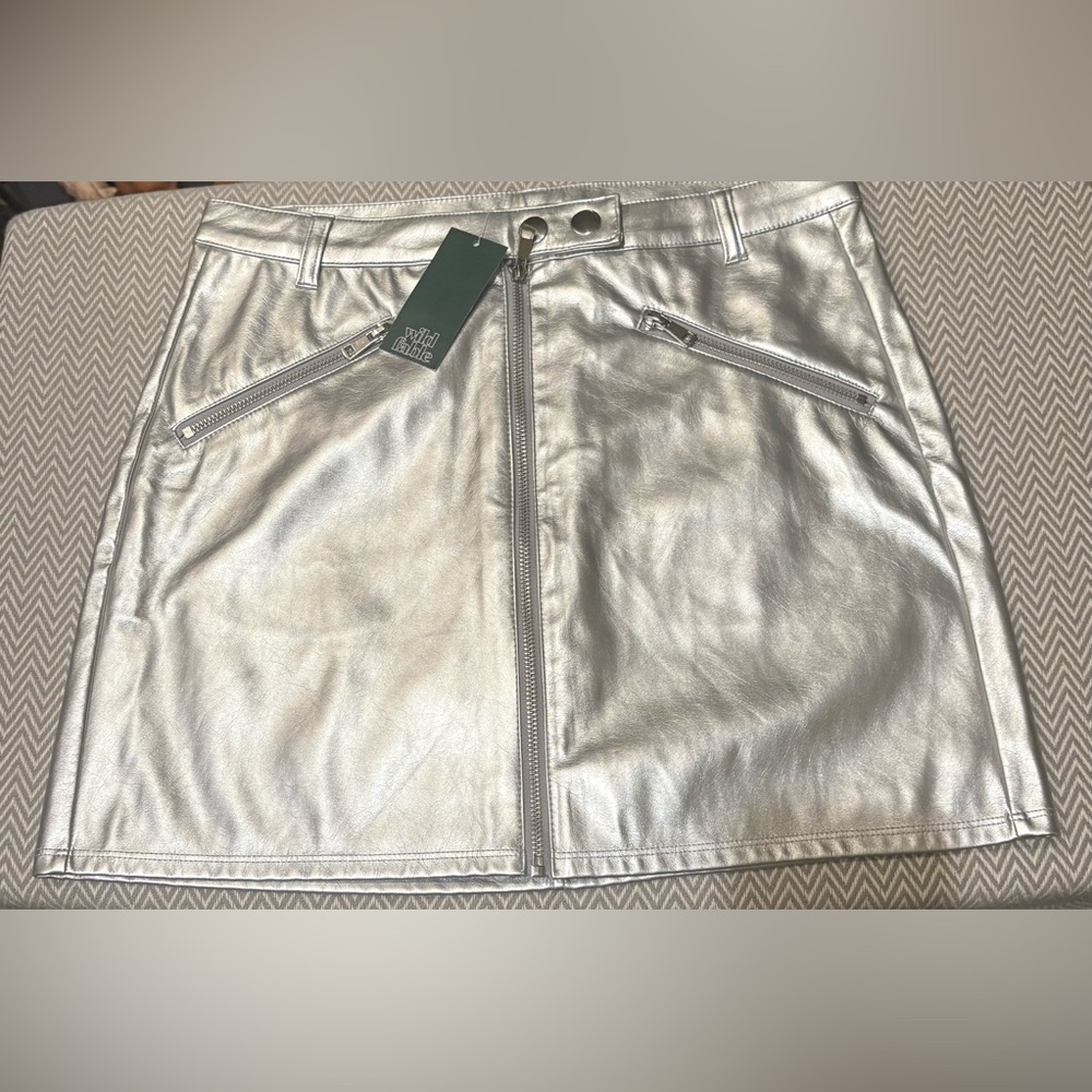 Wild Fable Shimmering Silver Mini Skirt